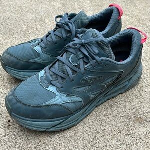 HOKA CLIFTON LEATHER GORETEX SLATE BLUE MENS SHOES SIZE 10.5/ women 11.5 unisex